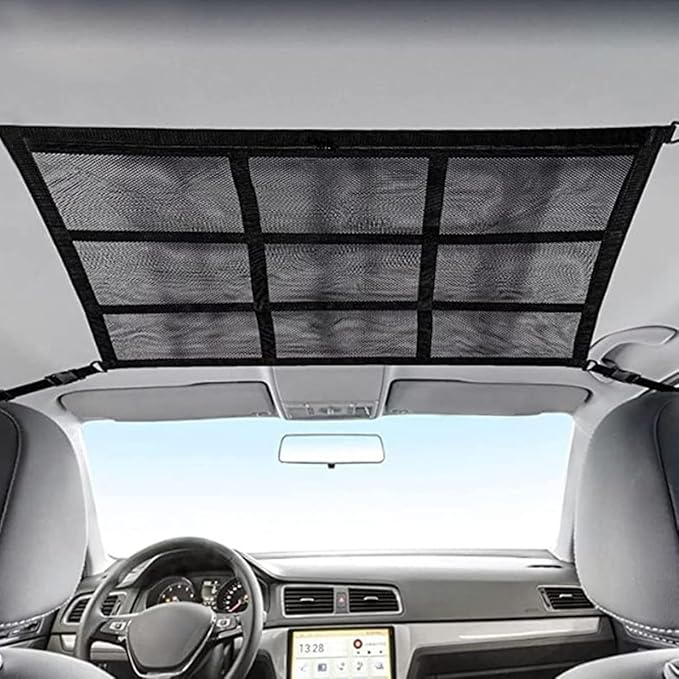 Car Ceiling Cargo Net Pocket Car Roof Storage Organizer Elasticity Mesh Car Roof Storage Organizer 31x21 Car Camping Long Journey Storage Bag for Car SUV Tent Clothes Blankets ZHAZHAMO