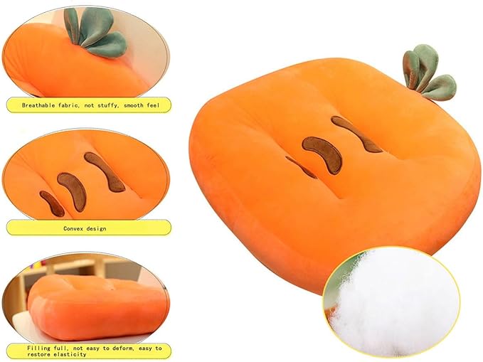 Cartoon Plush Car Booster Seat Cushion, Cute Funny Car Seat Cushion Heightening,Chair Cushion for Office Sofa Living Room (Carrot)