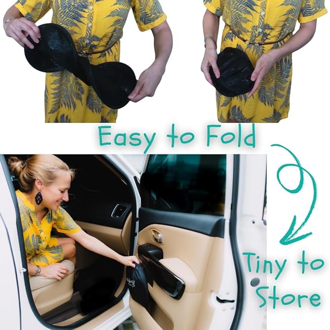 Car Window Shades - Certified 99.79% UVA & 99.95% UVB Sun Protection. Award Winning car Sun Shade for Side Windows. 4 Pack Transparent Shades 22" x 14" - Car Accessories Interior by Kinder Fluff