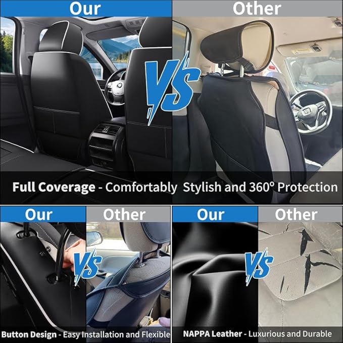 Car Seat Covers Full Set Fit for Buick Encore GX 2012-2026, Premium Faux Leather Waterproof Car Seat Protectors with Lumbar Support, Breathable Anti-Slip Easy to Install(Black&White,Full Set)