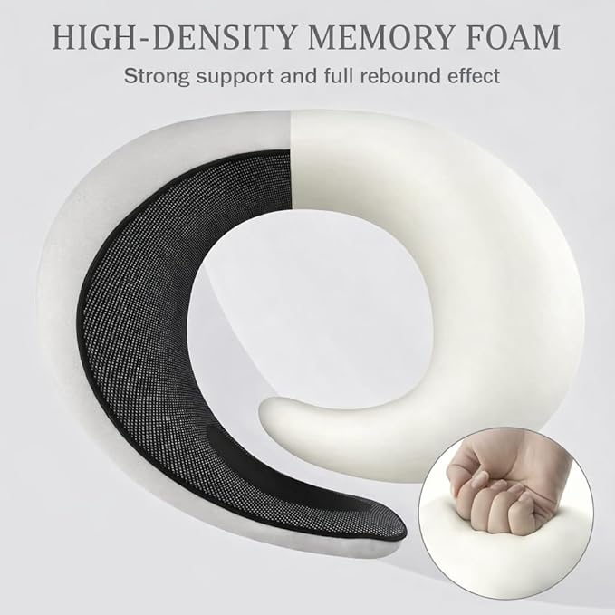 Neck Travel Pillow |100% Pure Memory Foam Neck Pillow Comfortable & Breathable Cover, Machine Washable for Travel, Airplane, Car Rides, & Home Use, Travel Kit with Eye Masks, Earplugs, & Bag (Black)