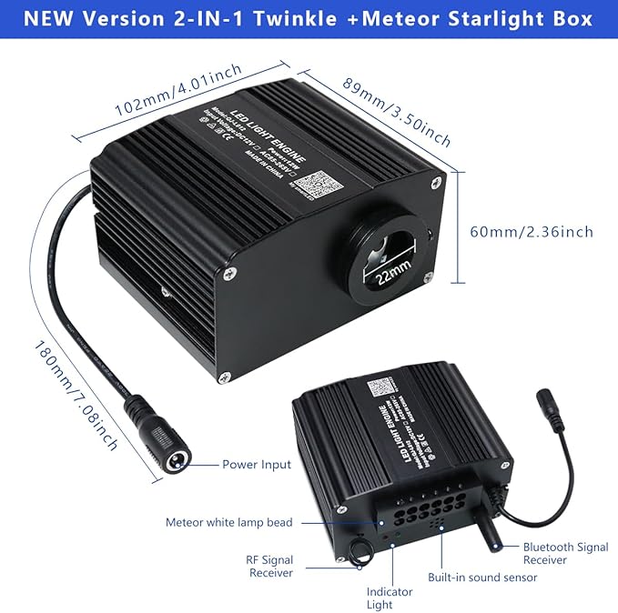 AZIMOM 2-in-1 Twinkle Meteor Fiber Optic Starlight Headliner Mixed310pcs 9.8ft Twinkle Stars+180pcs Shooting Star Sound Mode APP& Remote Control Starlight Meteor Kits for Car Home Ceiling