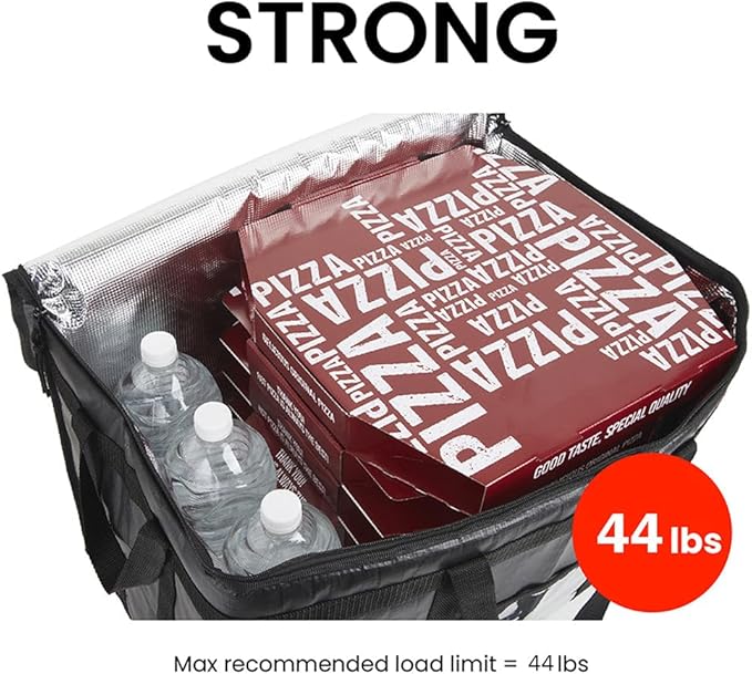 NZ home Insulated Bags for Food Delivery (3XL PRO) Grocery Shopping Cooler Bag, Pizza Delivery, Hot & Cold Catering Tote, Reusable, Foldable & Heavy Duty (4 Pack, Black)