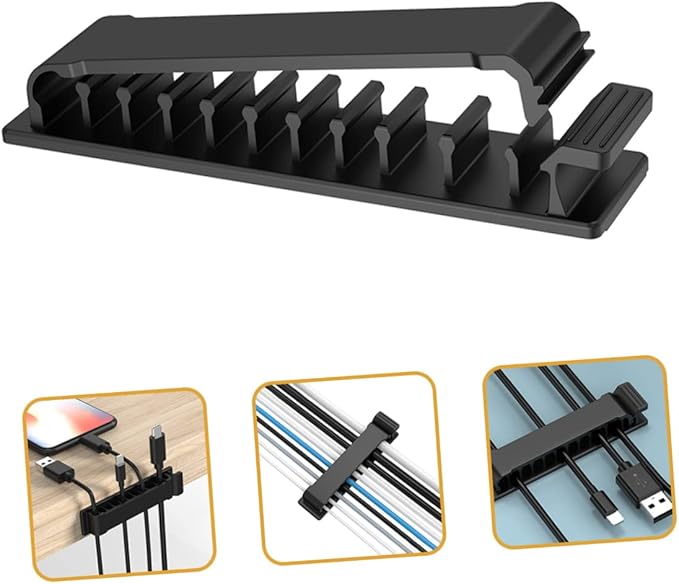 DOITOOL 4pcs Adjustable Self-Adhesive Cable Organizer for Efficient Office Car for Charging Cords USB