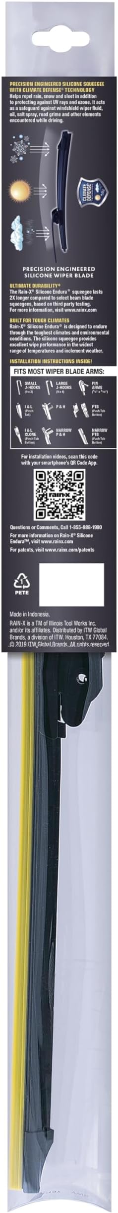 Rain-X 830121 Silicone Endura Wiper Blades, 21 Inch Windshield Wipers (Pack of 1), Automotive Replacement Windshield Wiper Blades With Two Times Longer-Lasting Resilient Silicone Rubber Squeegee