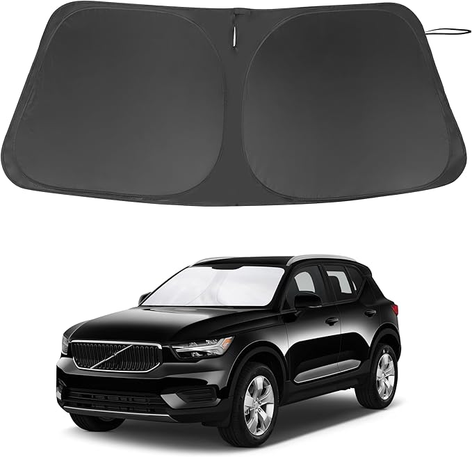 Windshield Sun Shade Custom Fit for 2019-2024 2025 2026 Volvo XC40 Accessories Foldable Sunshade Sun Blocker Protect Car from Sun Rays & Heat Damage Keep Car Cooler