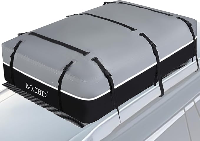 MCBD Rooftop Cargo Carrier Bag for Car, 40 Cubic Feet Large Waterproof Soft-Shell Roof Bag for All Vehicles SUV with/Without Roof Rack, Universal Car Top Luggage Storage Bag