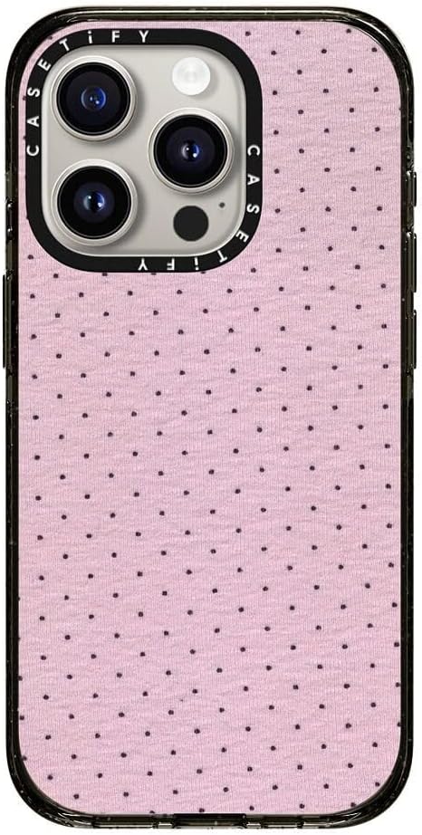 CASETiFY Impact iPhone 15 Pro Case [Slim/Compatible with Magsafe / 8.2 ft. 4X Military Grade Drop Protection] - Abstract Pink Purple Polka dots - Clear Black