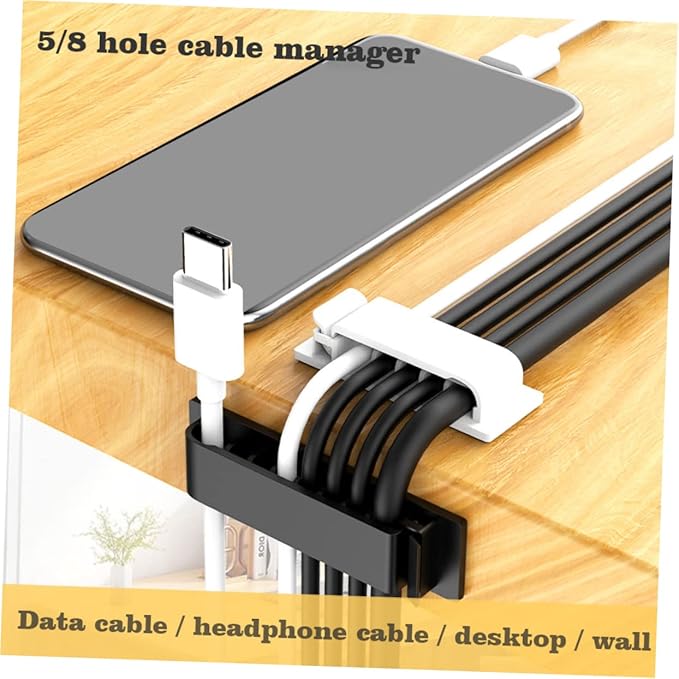 HOMSFOU 12pcs Cable Organizer Clips for Efficient Wire Management Adhesive for Home Office and Car Easy to Install Compact Design for Tidy Spaces