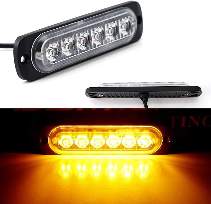 iJDMTOY Super Slim Flush Mount 6-LED Daytime Running Light/Auxiliary Driving Lighting Kit Compatible with Truck SUV Grille or Bumper Mount, Amber Yellow