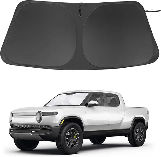 Windshield Sun Shade Custom Fit for 2022 2023 2024 2025 2026 Rivian R1T Accessories Foldable Sunshade Sun Blocker Protect Car from Sun Rays & Heat Damage Keep Car Cooler