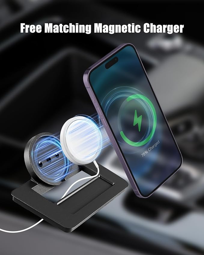 Center Console Charger Mount Fits for MagSafe Compatible with Audi B9.5 Q5 SQ5, Custom Fit Phone Holder & Cradle (Charger Not Included)