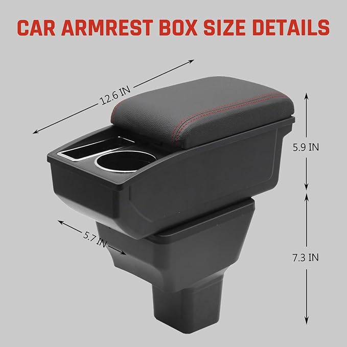 YJYWZH Car Armrest Box for Nissan Kicks Accessories 2016-2021 Center Console Storage Organizer Double Layer Space with Cup Holder Mobile Phone Holder (Red Thread)