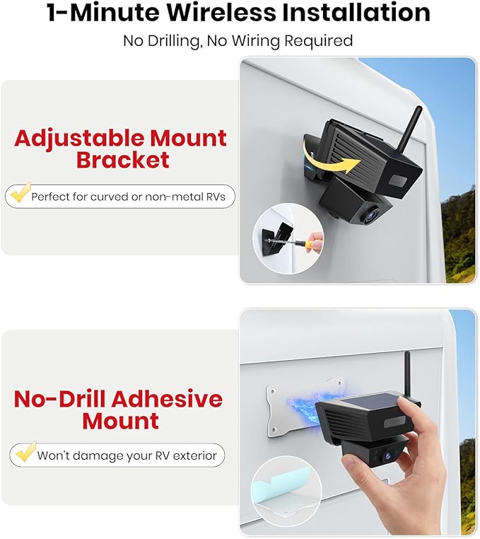 Wireless Backup Camera Solar Magnetic: 5 Inch Anti-Glare HD 1080P Screen, 1Min Quick Magnetic Install, Strong Signal, IP69K Waterproof Back up Camera with Storage Bag for Car, SUV, Truck, Trailer