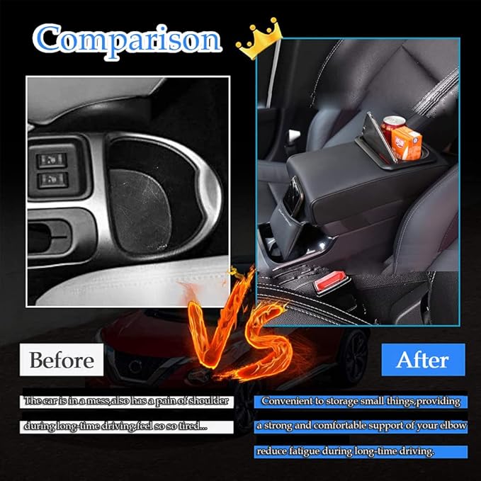 Car Center Console Pad with Front Storage Pocket for Phone,PU Leather Armrest Cushion with Cup Holder,Elbow Rest Pillow,Universal Car Armrest Seat Box Cover Protector for Most Vehicles