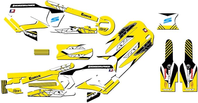 12eDRIVE Fly Racing Yellow Senge Graphics Kit Compatible with Stacyc