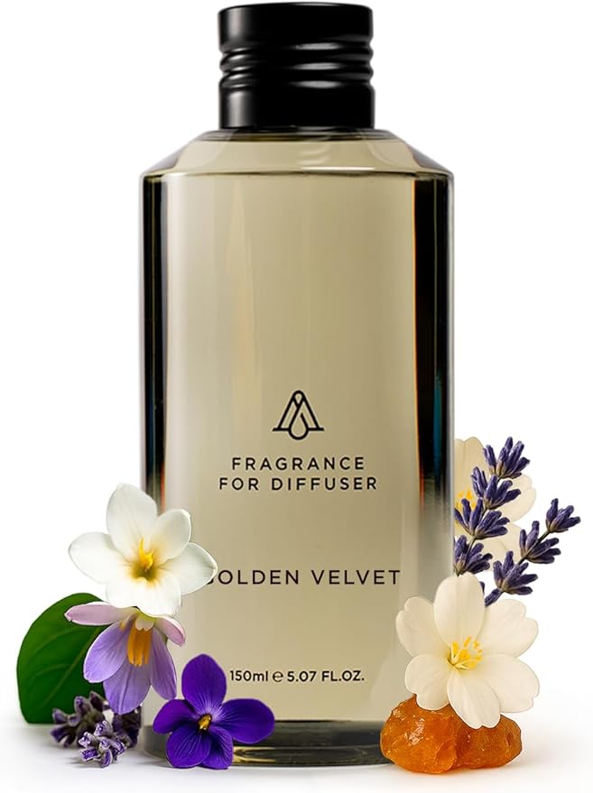 AromaPlan Hotel Scents Golden Velvet 5 Fl Oz (148ml), Home Luxury Aroma & Hotel Fragrance Diffuser Oil- Hotel Diffuser Oil for Aromatherapy- USA Made, Bigger Bottle, Bolder Aroma & Longer Lasting