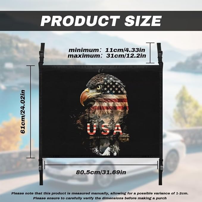 Eagle USA Flag Car Roof Storage Bag Car Roof Seat Organizer All Car Storage Organizers Inner Car Accessories Compatible with Most Vehicles