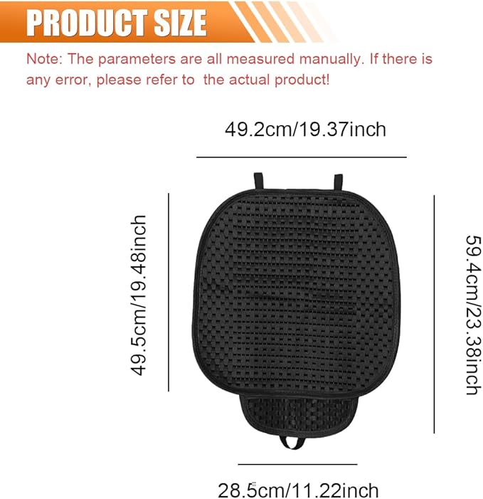 2PCS Ice Silk Car Seat Cushion, Breathable Cooling Anti-Slip Car Seat Protector Cushion with Storage Pocket, Universal Comfort Front Drivers Seat Cover Pad for Cars SUV Truck Interior (Black)