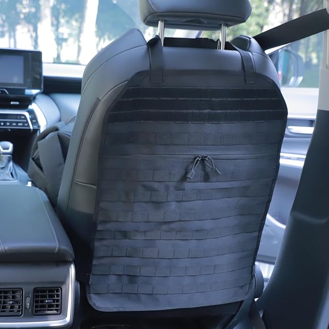 Car Seat Back Organizer, Tactical Molle Vehicle Panel Universal Fit Car Backseat Cover Protector MOLLE Vehicle Panel for Universal Fit SUV Truck and most models (Black)
