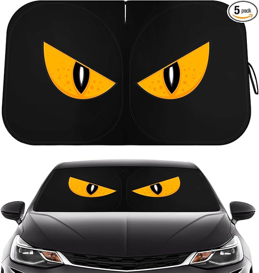 Car Windshield Sun Shade - Reflector Sunshade Offers Ultimate Protection for Car Interior, Cool Reflective Sun Blocker Fits Small Sedans, Mini SUVs