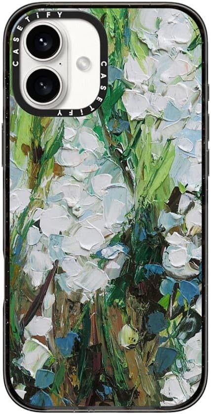 CASETiFY Impact Case for iPhone 16 Plus [Slim / 8.2 ft. 4X Military Grade Drop Protection/Compatible with Magsafe] - Wild Squill Flowers - Clear Black