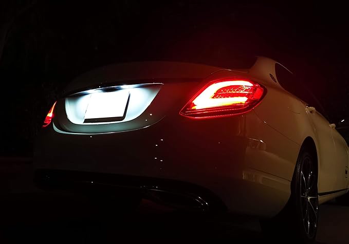 iJDMTOY OEM-Fit 3W Full LED License Plate Light Kit Compatible With Mercedes-Benz C CLS CLA E S SL SLK Class, Powered by 18-SMD Xenon White LED & Can-bus Error Free