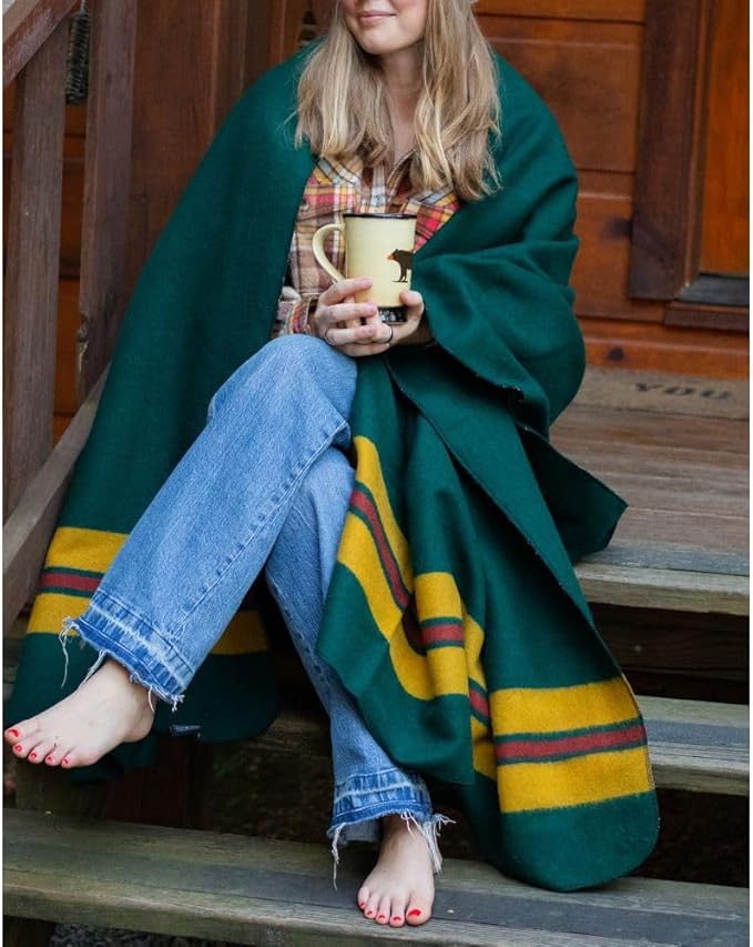 Arcturus Rainier Wool Blanket - Warm, Heavy, Washable, Bed Blanket | Great for Home & Camping (Fort Lava Canyon, King)