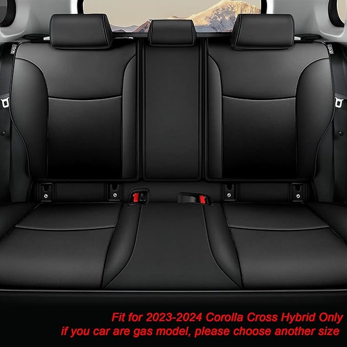 AOMSAZTO Custom Fit for Toyota Corolla Cross Hybrid 2023 2024 2025 Faux Leather Car Seat Covers Full Set Compatible Airbag Corolla Cross Hybrid S,SE,XSE Seat Protector Sedan Black