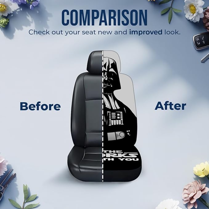 GENANY Space Movie Car Seat Covers Set of 2, Galaxy Breathable Front Seat Covers for Truck Sedan SUV, Movie Themed Car Accessories, Funny Gift for Women Men