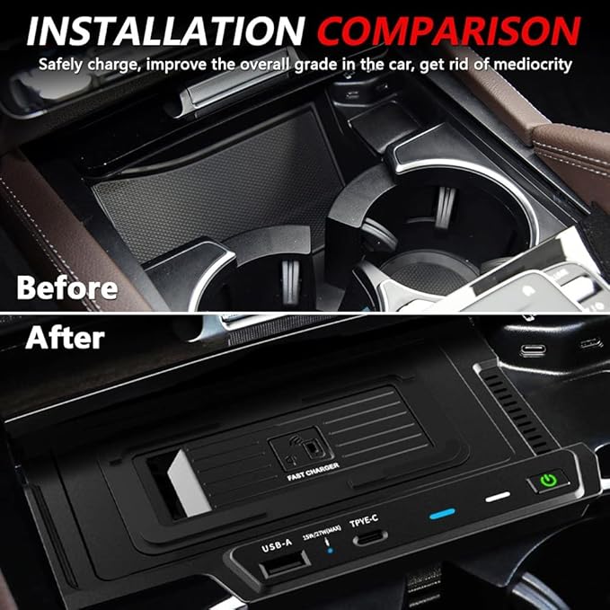 Wireless Car Charger for Mercedes-Benz GLE AMG-GLE Coupe 2020 2021 2022 All Models, 15W Fast Charging Phone Pad W167 350/450 AMG 53/53 Coupe/63 S Accessory color size