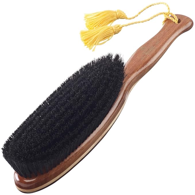 KENT CR8 Clothes Brush, 100% Natural Black Boar Bristle Lint Remover for Cashmere, Wool, and Silk for Keeping Fabrics Free from Fibres, Fluff and Pet Hair. Luxury Three Veneered Woods. Made in England