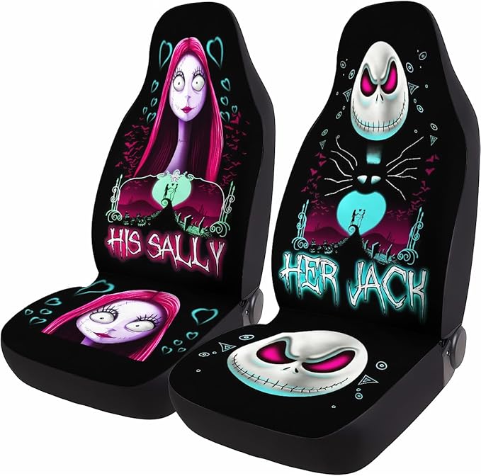 GENANY Nightmare Couple Car Seat Covers Set of 2, Horror Breathable Front Seat Covers for Truck Sedan SUV, Couple Car Accessories, Horror Gift for Women Men