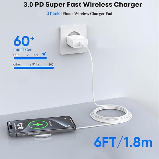 [Apple MFi Certified]Magnetic Wireless iPhone Charger Magsafe Charger,6FT 15W Fast Phone Charging Pad Wireless Magnetic Charge for iPhone 17/17Air/16 Pro Max/16 Plus/15 Pro Max/14/13/12/AirPods3/2/Pro