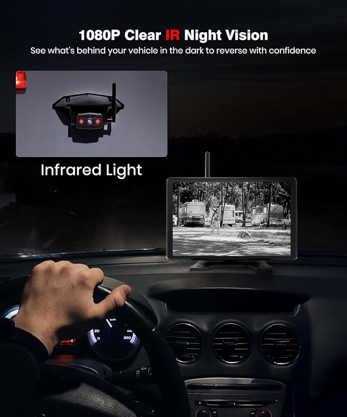 AUTO-VOX 8.2'' RV Backup Camera Wireless: Compatible with Pre-Wired RV, 1080P HD Monitor with CarPlay, Voice Control, IR Night Vision, DVR Recording Back Up Camera for Camper, Trailer, Motorhome
