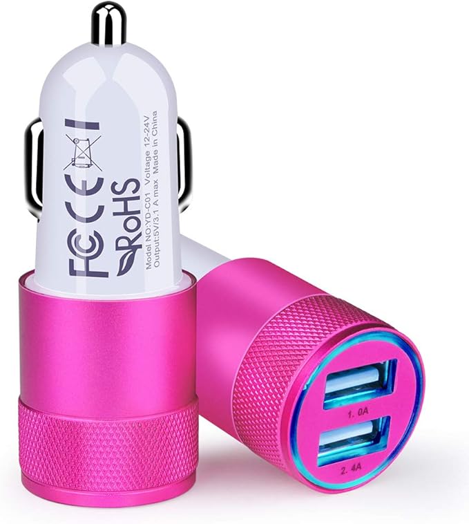 USB Car Charger Adapter, 3.4a Fast Charging Dual-Port Cargador de Carro Lighter Adapter for iPhone 15 14 13 12 SE 11Pro Max X XR XS Max 8 Plus, iPad