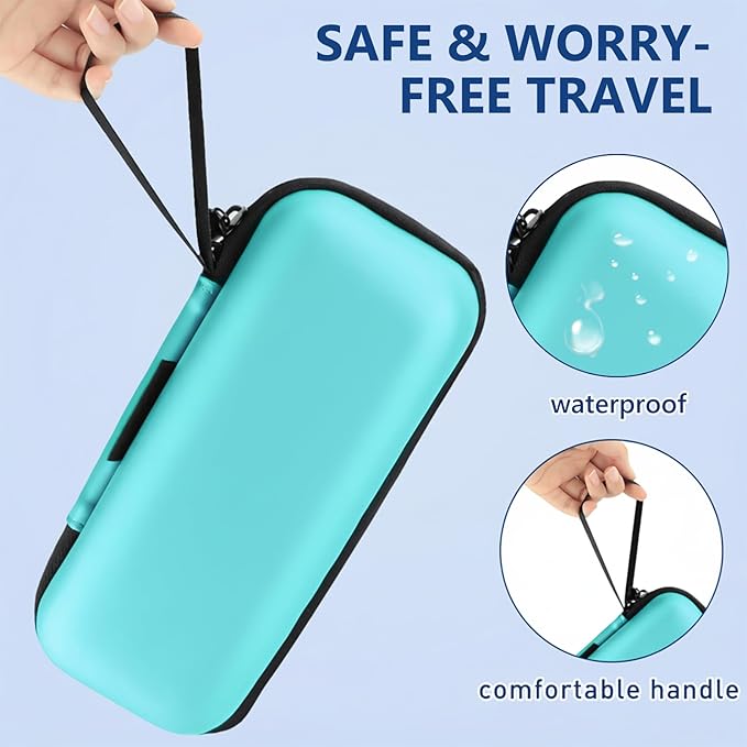Insulin Cooler Travel Case, Portable EVA Medicine Travel Cooler, Diabetes Case with 2 Reusable Ice Packs TSA Approved for Diabetic Supplies Patent Pending(Seafoam-No Temp)