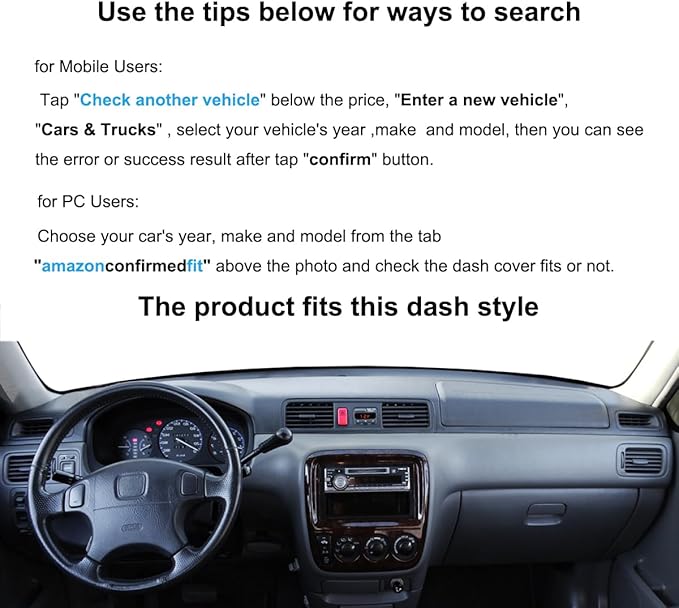Dash Cover Mat Custom Fit for Honda CRV Dashboard Cover Pad Cap Carpet Protector J244 (DarkGray)
