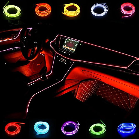 Car Lights Interior El Wire Car kit Cold Interior Trim Bright Light for Car Interior Decoration(5m/16ft,Red)