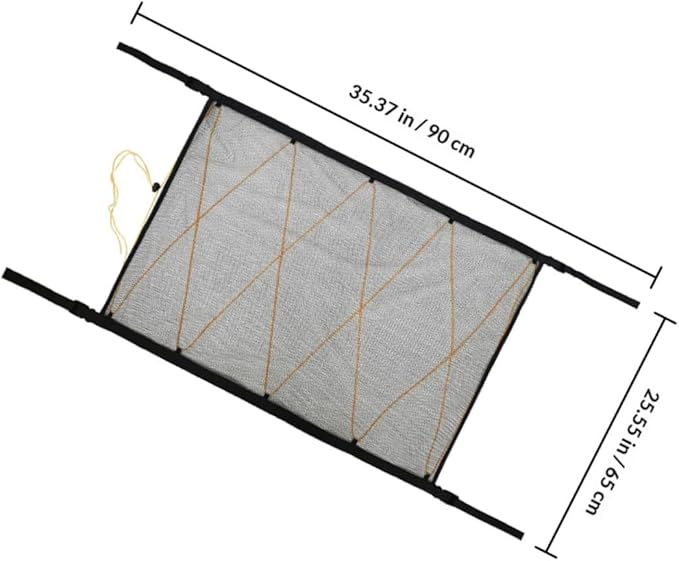 Healifty Portable Mesh Roof Storage Bag Auto Hanging Pouch Seat Container Lightweight Mesh Tote Rv Storage Net Black/Yellow