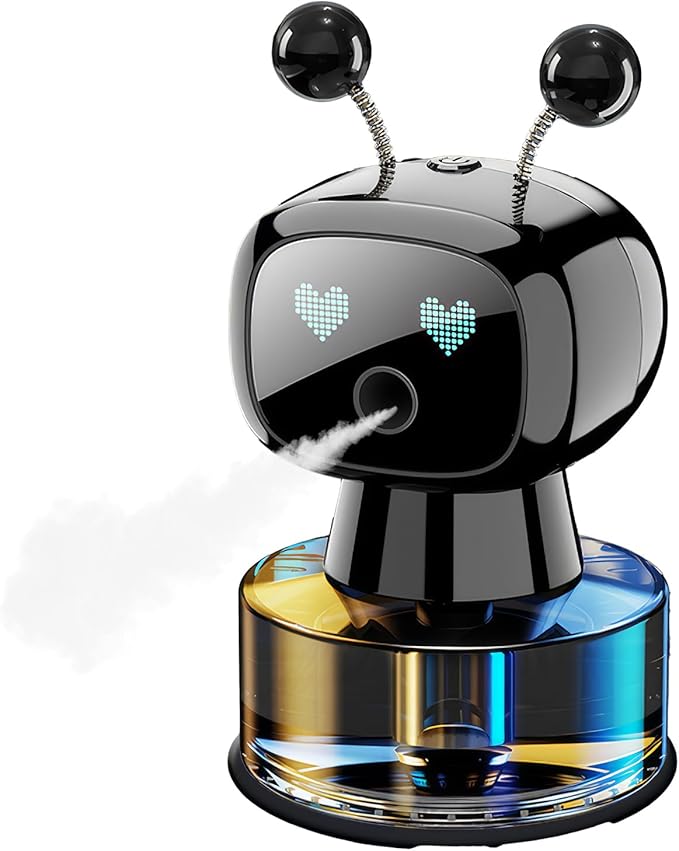 Amposei Smart AI Robot Air Freshener, Aromatherapy Diffuser for Car, Automatic Spray, Ideal Gift Decor for Perfume Lover (Black Cologne)
