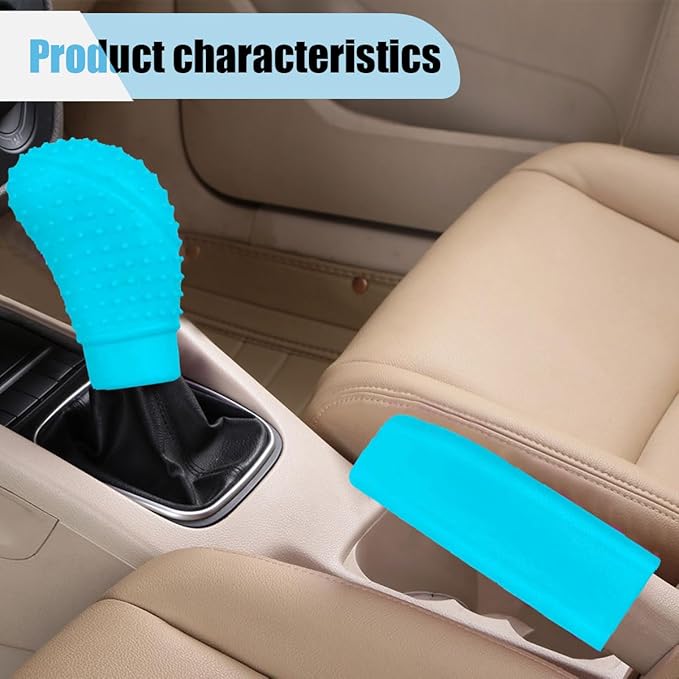 3PCS Silicone Car Steering Wheel Cover Set - Includes Car Handbrake Cover & Gear Shift Cover & Anti-Slip Steering Wheel Protector, Universal Auto Interior Decoration for Most Cars (Blue)