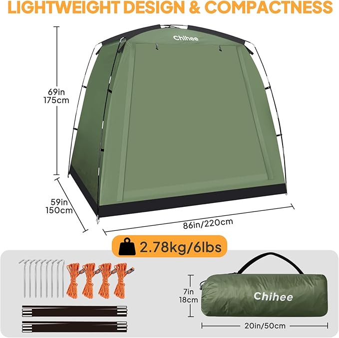 Chihee Bike Covers Shelter Bicycle Storage Sheds Travel Bike Tent Portable Waterproof Bicycle Cover for 2-3 Bikes 2 Doors Outdoor Storage for Motorcycle Garden Tools Lawn Mower All Seasons Easy Setup