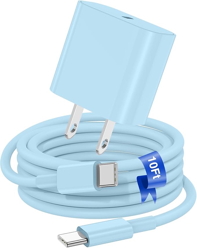 iPhone 17 16 15 Fast Charger Block and 10ft Type C to C Cable Cord Long, 20W USB C Charging Plug for Apple iPhone 17 Pro Max/17 Air/16 Pro Max/16/15 Pro/15 Plus/iPad Mini,Wall Power Adapter Cube Brick