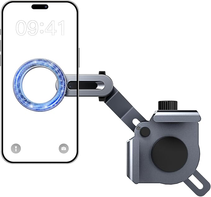 MagSafe Tesla Phone Mount for Model 3/Y/S/X/Cybertruck - Magnetic Car Phone Holder with N52 Strong Magnet 360° Rotatable Alloy Stand Silicone Pad Screen Safe & Universal Fit Obsidian Black