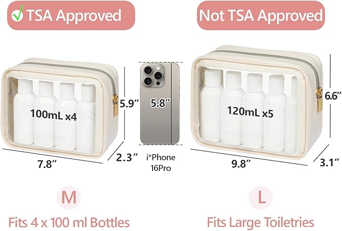PACKISM Clear Makeup Bag - TSA Approved Toiletry Bag for Carry-on & Checked Luggage, Water Resistant Car Storage Organizer with Reinforced Seams