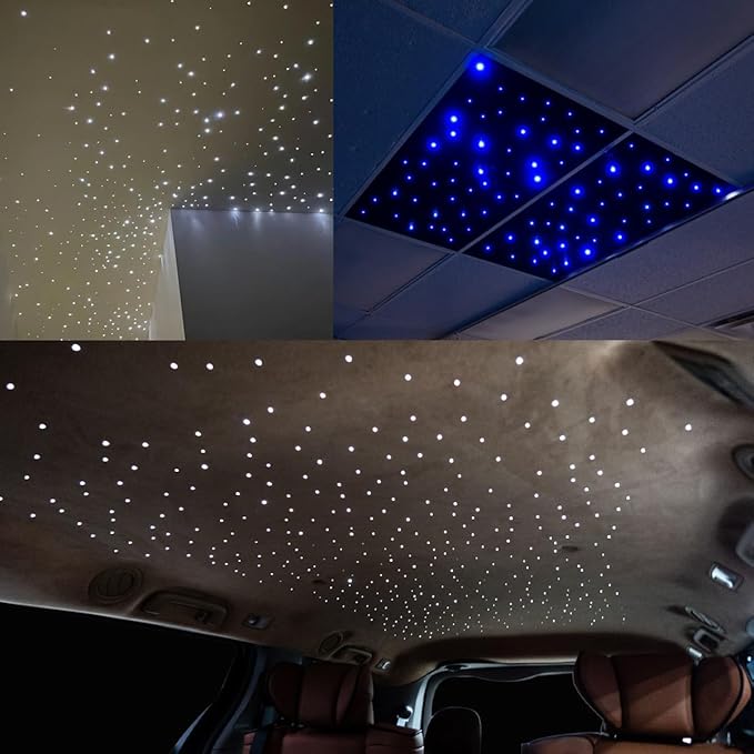 AKEPO 16W Fiber Optic Starlights Headliner Kit 300 Strands 0.03in 6.5ft/2m, Bluetooth APP Control+Music Activated Optical Fiber Light Kit for Car/Truck/Home Use