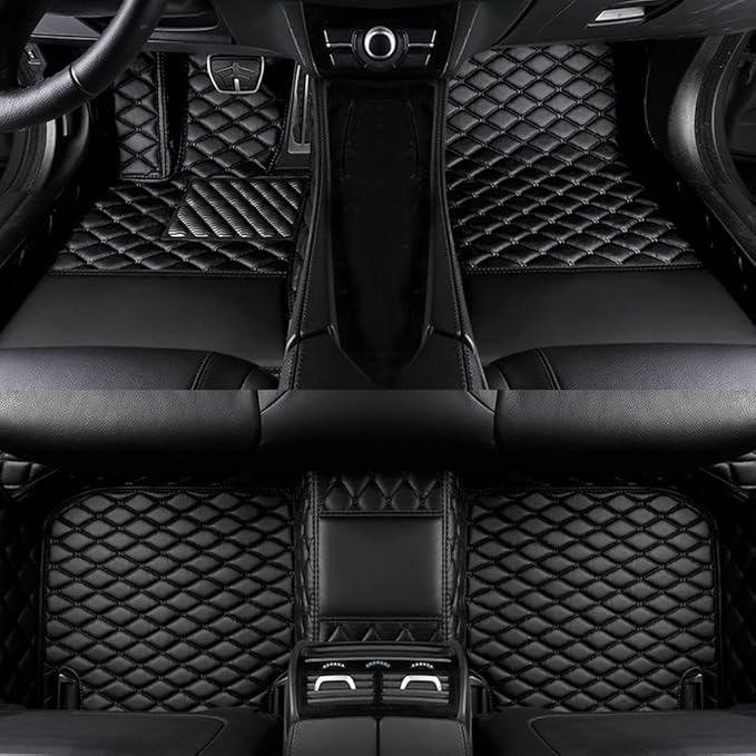 Custom Car Floor Mats for 96% Sedan SUV Sports Car Protection Full Coverage Pads Anti-Slip Leather Floor Lining All Weather Car Floor Mats (Black)