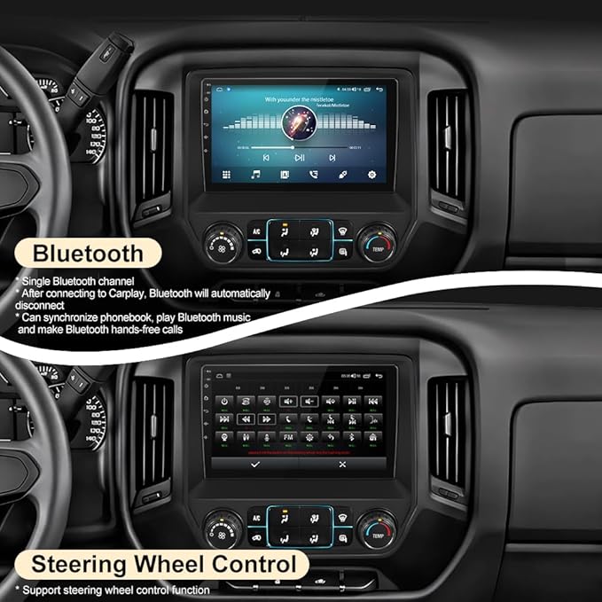 8Core 64GB ROM Car Radio for Chevy Silverado GMC Sierra 2014-2018, Android 13 10.1" Stereo with Wireless CarPlay Android Auto BT GPS SWC Backup Camera 4GB RAM + 64GB ROM
