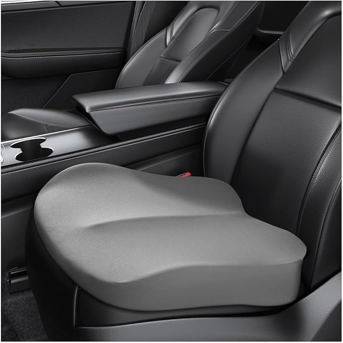 Car Seat Cushion, Comfort Memory Foam Car Cushion, Non-Slip Auto Booster Seat Cushion for Improve Driving Vision, Suitable for Vehicles Trucks SUVs Car Accessories (Gray)